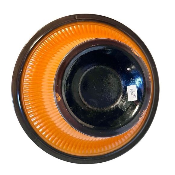 Vintage Art Deco Molded Orange And Black Cased Ribbed Fluted Bowl - Picture 10 of 16